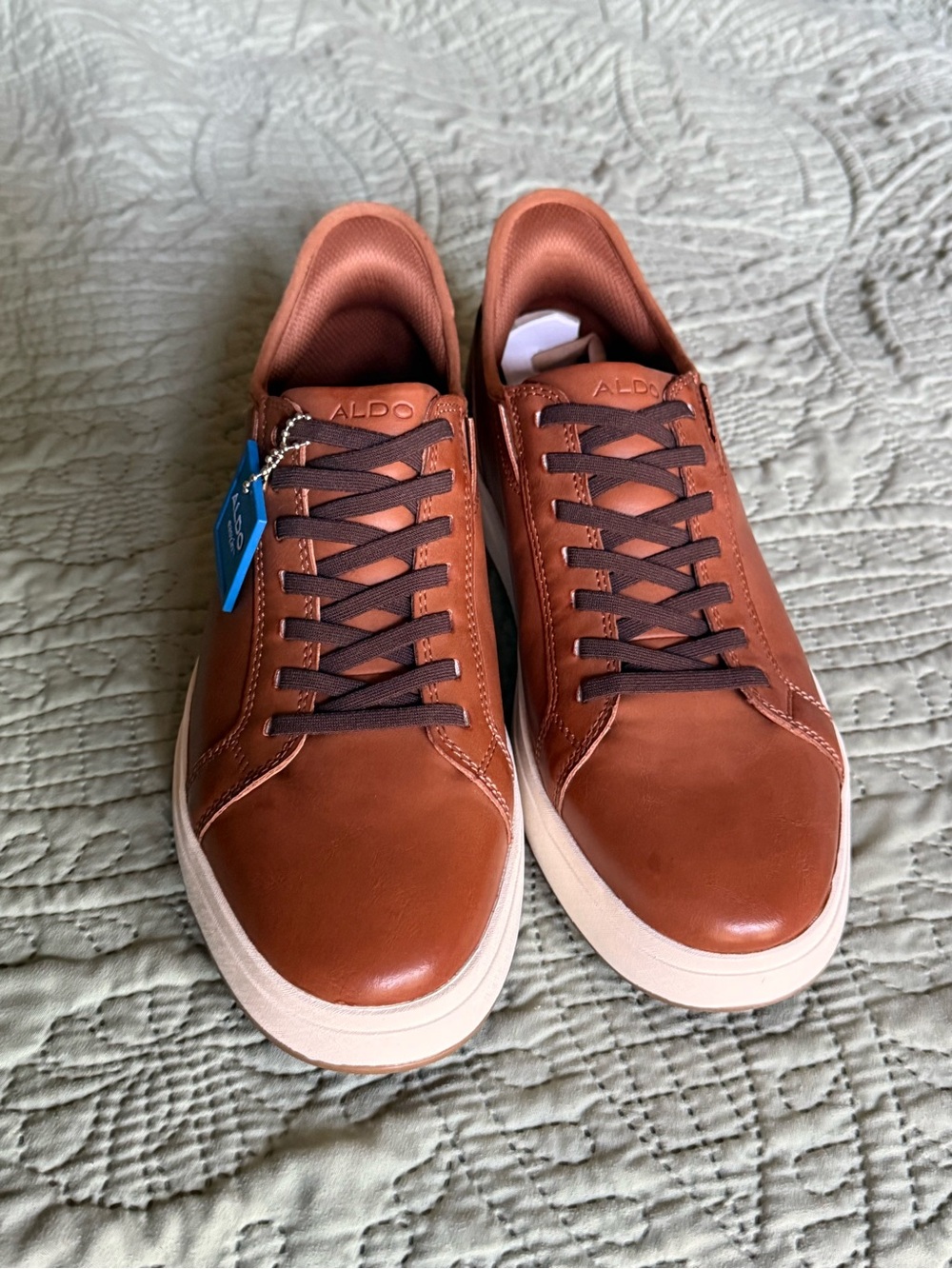 ALDO Men's Tan-Brown Leather Low-Top Sneakers